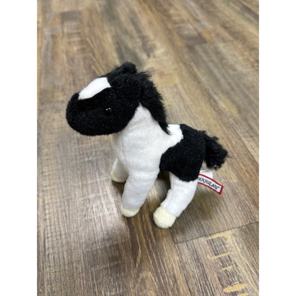 Douglas Cuddle Toys Black White Pinto Horse Plush Stuffed Animal 812T 2015‎ 8in